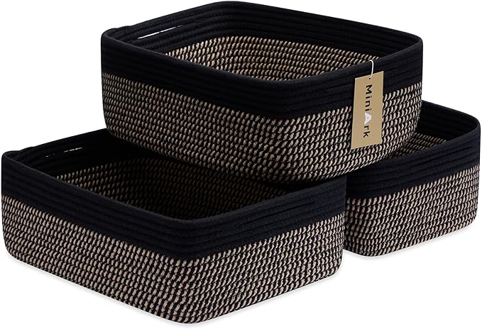 Large Shallow Organizing Baskets 15x11x5.1 Inches by MiniArkStorageBasketsHome