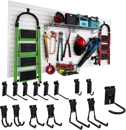 Slatwall Panel 4'x8' with 15 Accessories Garage Tool Organizer Wall Mount PVC by FRAYSCENT