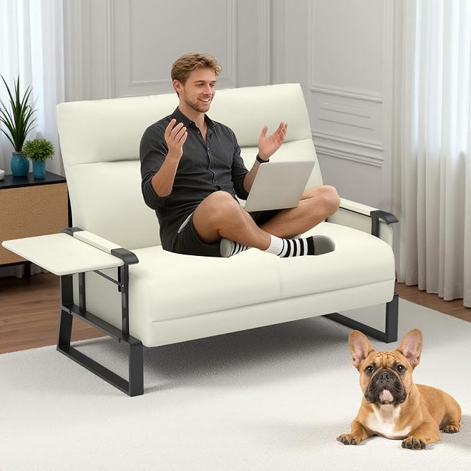 Faux Leather Loveseat, Upholstered Loveseat - Image 3