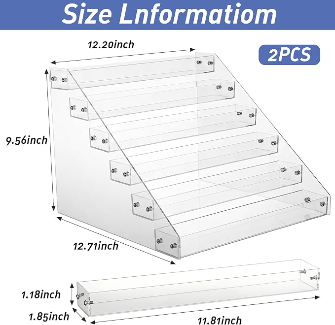 2-Pack 6-Tier Acrylic Display Shelf, Cards & Stickers - Image 2