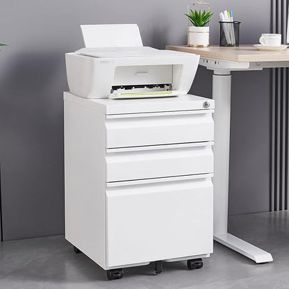 3-Drawer Lockable Mobile File Cabinet – Metal A4/Letter/Legal Size Storage - Image 3
