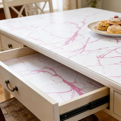 Pink Marble Pattern Shelf Liner, Non-Adhesive Non-Slip Thickened Drawer Liner - Image 3