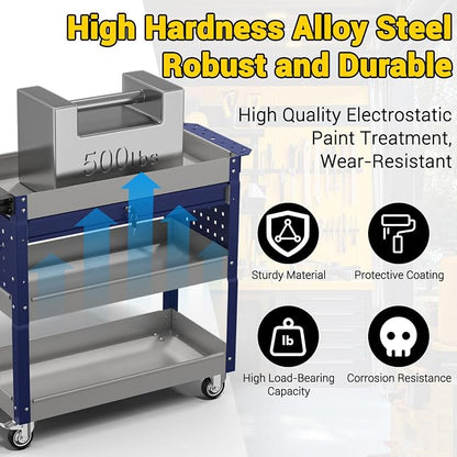 3 Tier Rolling Tool Cart on Wheels, 550 LBS Tool Cart - Image 4