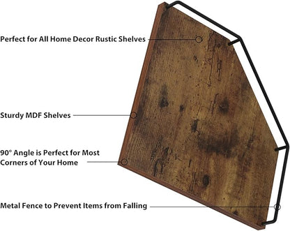 HORLIMER Floating Corner Shelf Wall Mount, 3 Pack Rustic Wood Corner Wall - Image 4