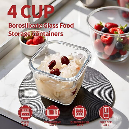H.JSS WDJS 4 Cup Square Glass Food Storage Container - Image 6