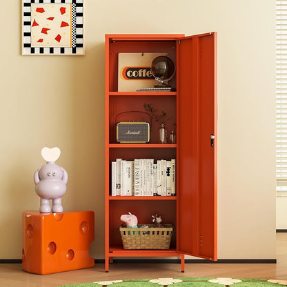 Metal Locker Storage Cabinets 59.06"H Orange Locking File Cabinets Kitchen Food - Image 2