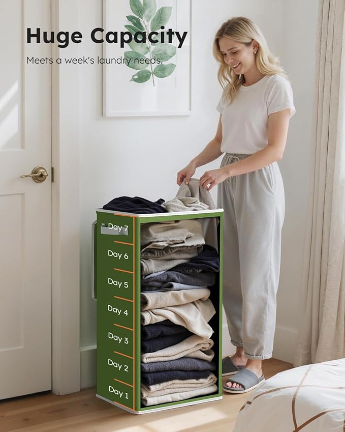 SOLEDI Laundry Hamper with Lid 100L Large & Tall Collapsible Laundry Basket - Image 3