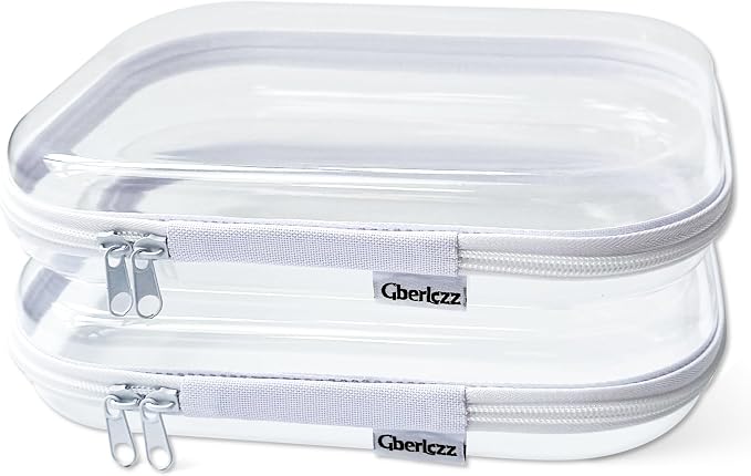 Clear Hard Zipper Case for Storage, Durable Clear Zipper Pouches, Hard Plastic by Gberlczz