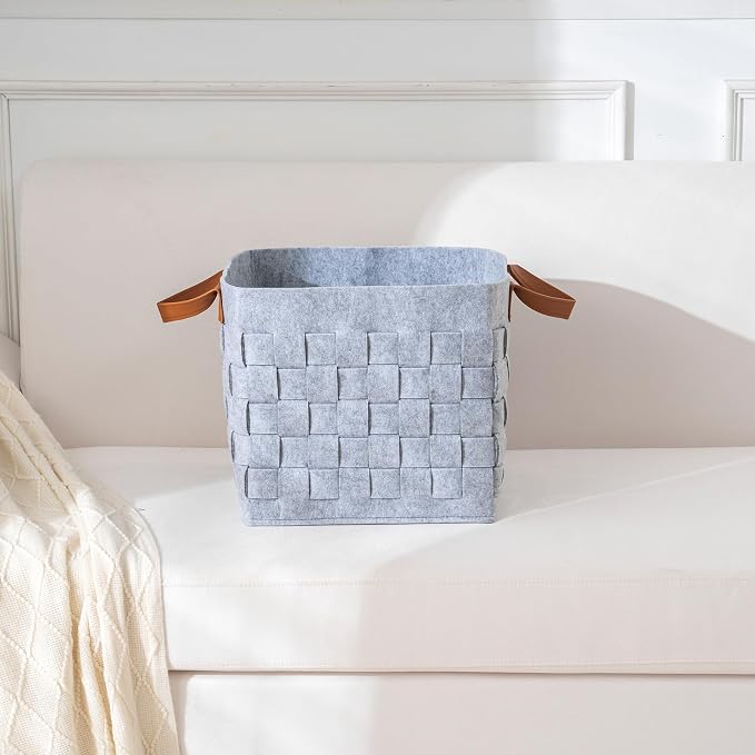 Storage Basket 3 Pack, Cube Felt Fabric Storage Box - Image 5