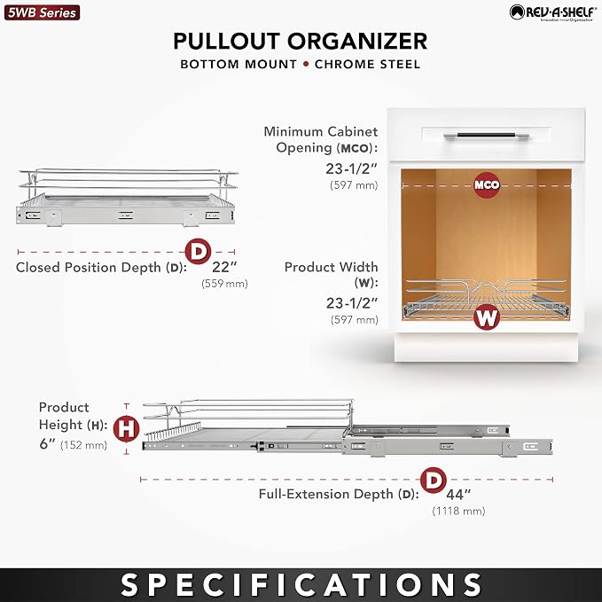 Rev-A-Shelf Kitchen Cabinet Pullout Shelf and Drawer Organizer Slide Out Pantry - Image 4