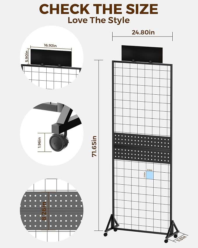 6' x 2' Ft Grid Wall Panel, Pegboard Gridwall Display Stand - Image 2