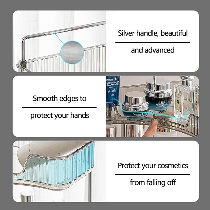 2-Tier Corner Bathroom Counter Organizer – Classic Storage Shelf - Image 2