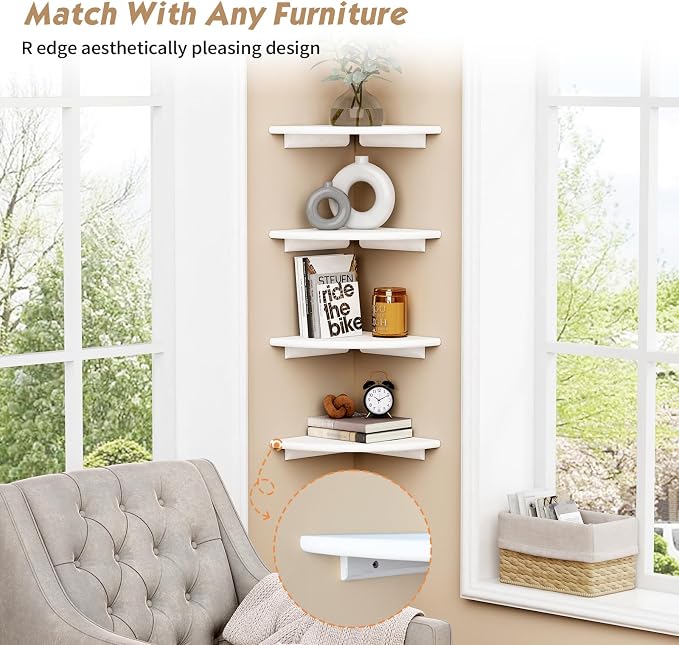 Forbena White Corner Floating Shelves - Image 4