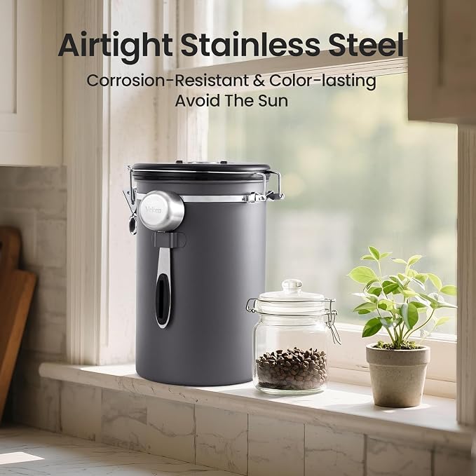 Veken Coffee Canister, 39OZ Large, Airtight Stainless Steel Food Storage - Image 6