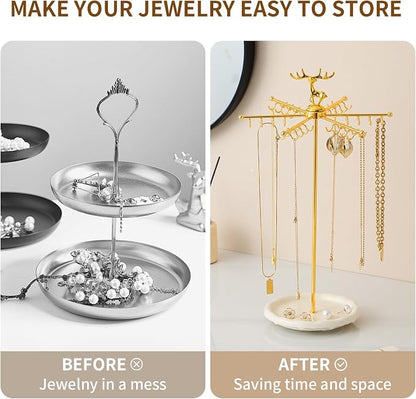 Necklace Holder Jewelry Stand, Rotating Necklace Holder Organizer - Image 7