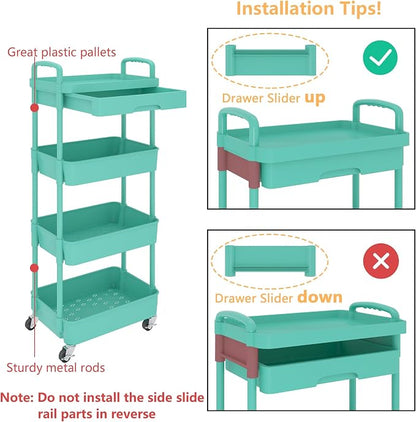 Calmootey 4-Tier Rolling Utility Cart - Image 6