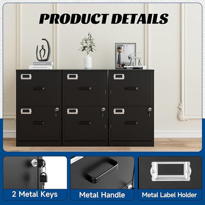 2 Drawers File Cabinet Metal Vertical Filing Cabinets Metal Lockable Storage - Image 5