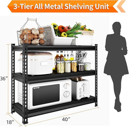 3-Tier Garage Shelving Heavy Duty, 40”W x 18”D x 36”H Metal Shelving Unit，1320 - Image 3