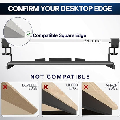 VIVO Large Height Adjustable Under Desk Keyboard Tray, C-clamp Mount System - Image 7