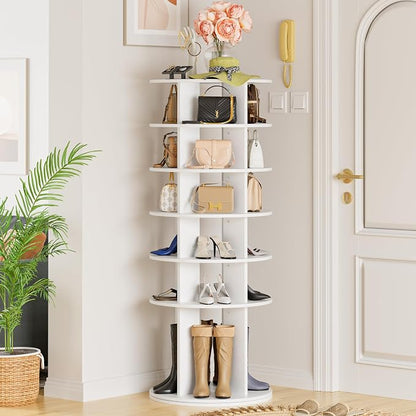 YESHOMY 6-Tier Rotating Shoe Rack Tower, 360° Spinning Vertical Shoe & Handbag - Image 7