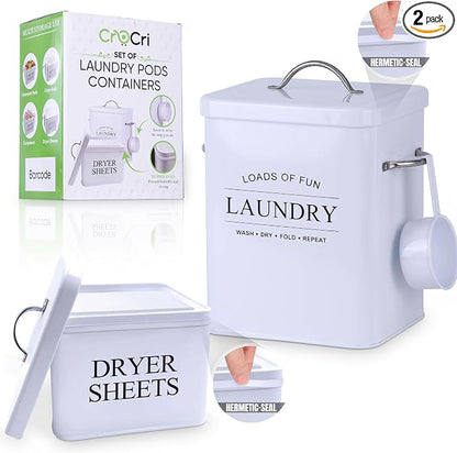 Metal Laundry Detergent Container Set by Unknown