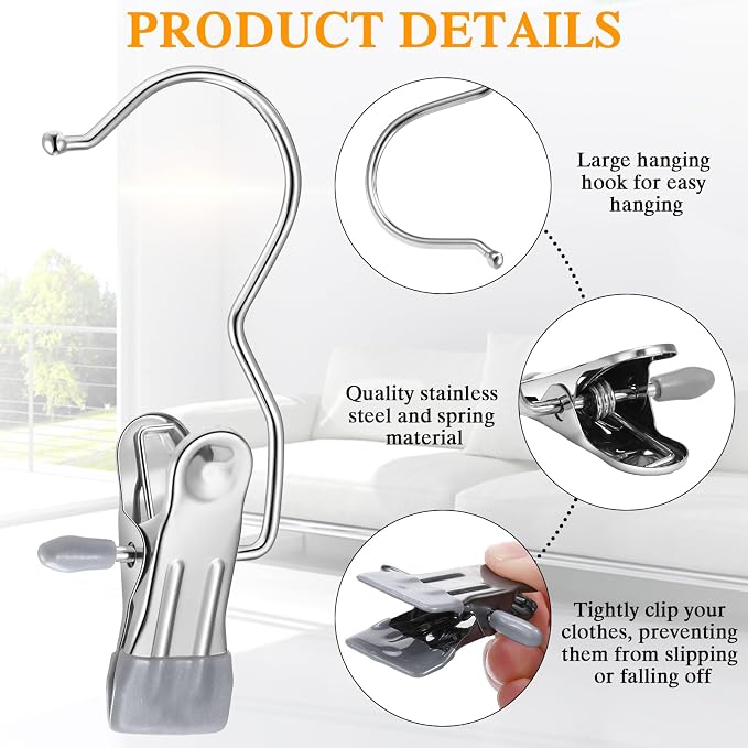 Yinder 150 Pcs Boot Hangers Clips Laundry Hooks Hanging Stainless Steel Clothes - Image 4