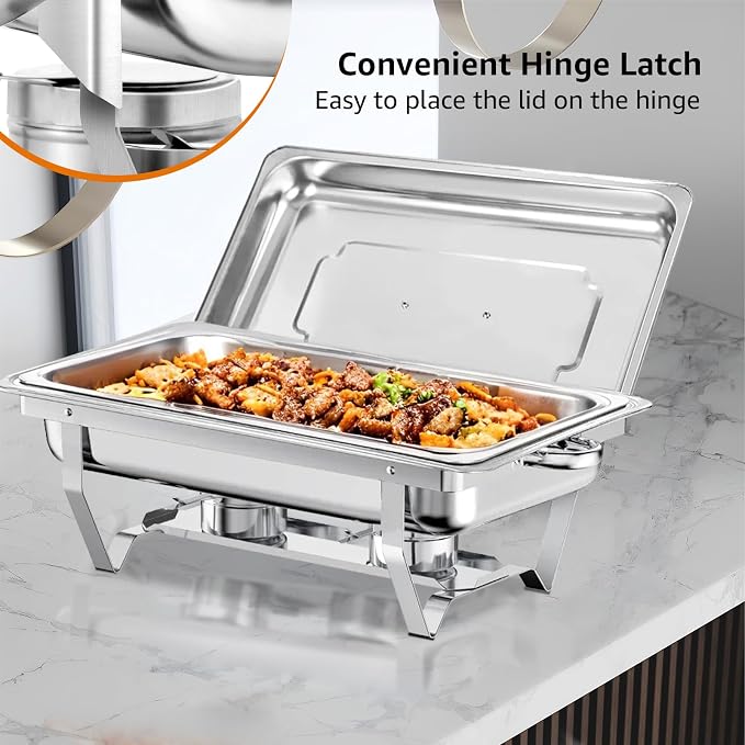 Chafing Dish Buffet Set, 8QT Stainless Steel Chafing Dishes - Image 6