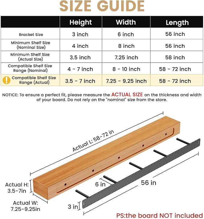1 Pack Large Shelf Brackets Long Floating Shelf Bracket Invisible Floating - Image 2