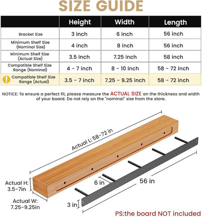 1 Pack Large Shelf Brackets Long Floating Shelf Bracket Invisible Floating - Image 2