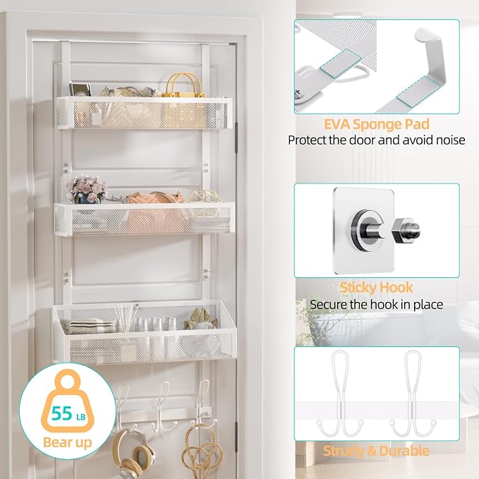 Over Door Hook Organizer 12 Hook Over The Door Organizer - Image 3