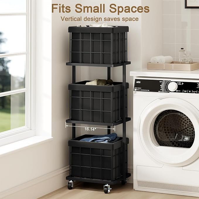 120L Vertical Rolling Laundry Hamper - Image 2