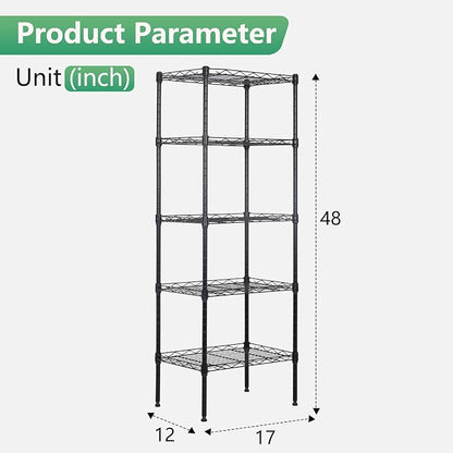 FDW 17L x 12W x 48H Wire Shelving 5 Tier Adjustable Metal Shelves NSF Pantry - Image 3