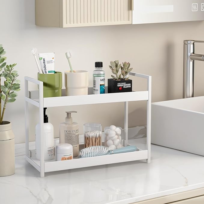 Bathroom Counter Organizer 2 Tier Vanity Storage Countertop Shelf Makeup - Image 2