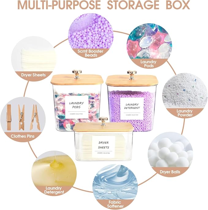 3 Pack Laundry Room Organization Storage Containers, Plastic Clear Laundry Pods - Image 6