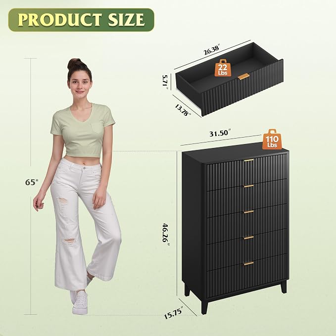 WLIVE Fluted Dresser for Bedroom - Image 3
