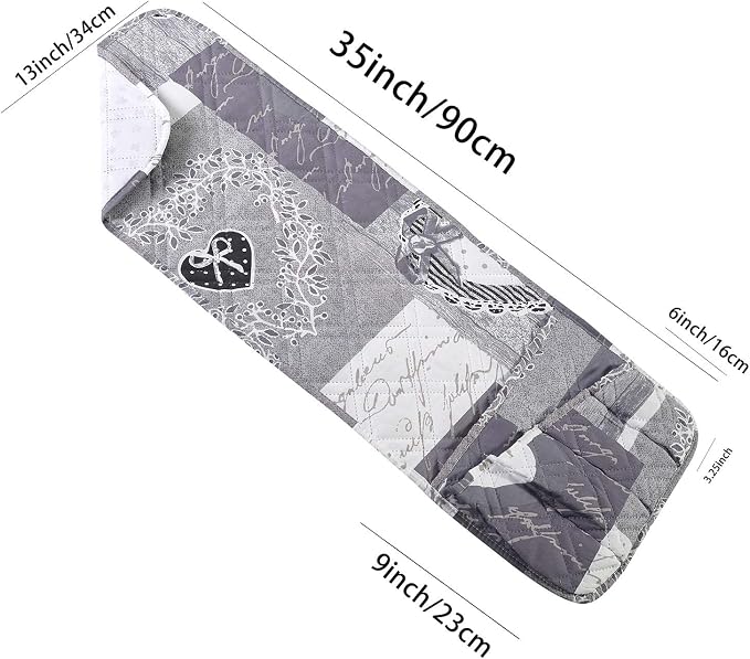 Brilliant Sunshine Grey Heart Love Patchwork Couch Armrest 5 Pockets Organizer - Image 4