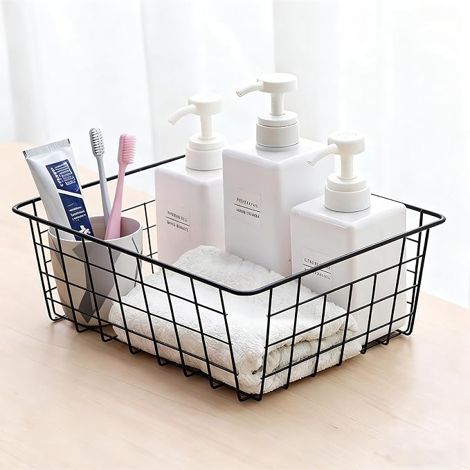 4 Pack Black Wire Baskets for Organizing, Wire Storage Basket Metal Storage - Image 4