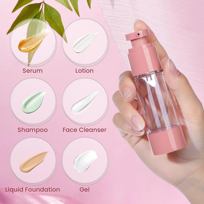 1oz 30ml Airless Pump Bottles, Refillable Leak Proof Travel Pump Bottle - Image 3