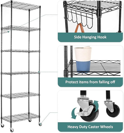 Himimi 6-Tier Storage Shelf Units, Adjustable Wire Shelving - Image 8