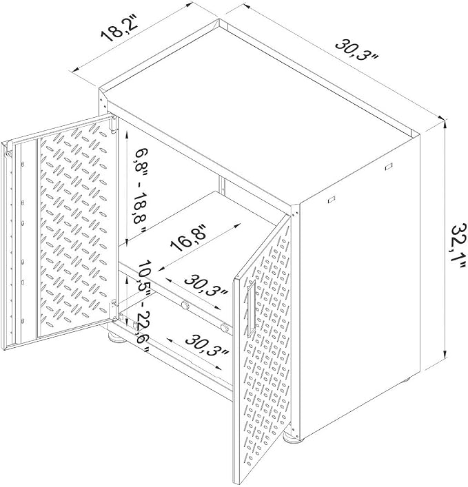 Manhattan Comfort Fortress Rolling 2 Door Garage Storage Cabinet - Image 3