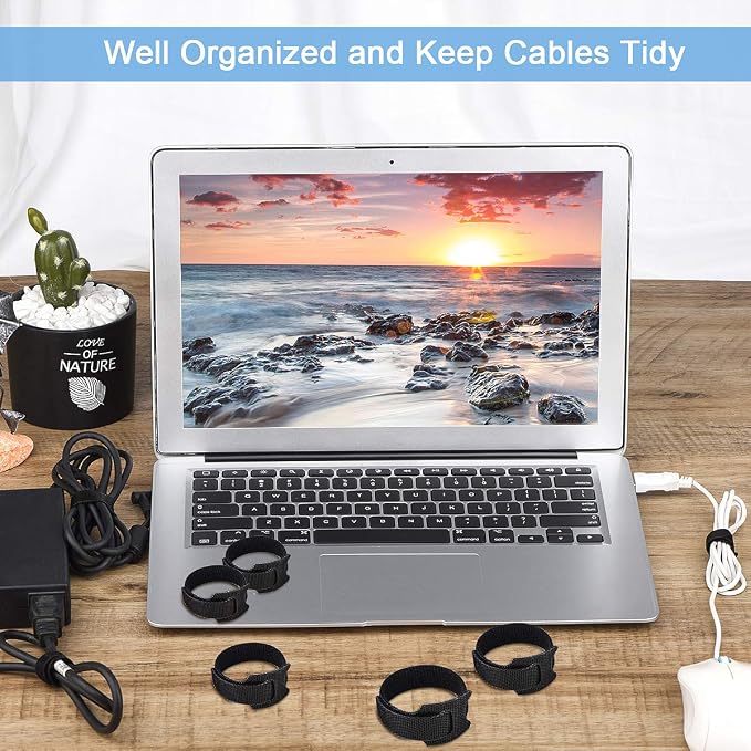 60 PCS 6 Inches Reusable Cable Ties, Adjustable Cord Straps Wire Organizer Cord - Image 4