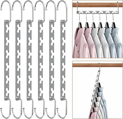 Space Saving Hangers for Clothes 6 Pack, Sturdy Metal Hangers Wardrobe Organizer - Image 8