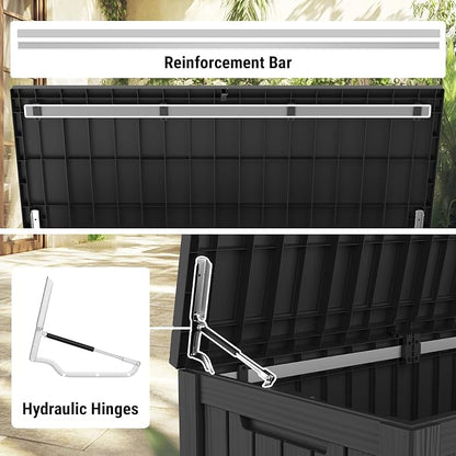 Mars Villa 150 Gallon Outdoor Storage Box, Large Resin Deck Box Waterproof - Image 4