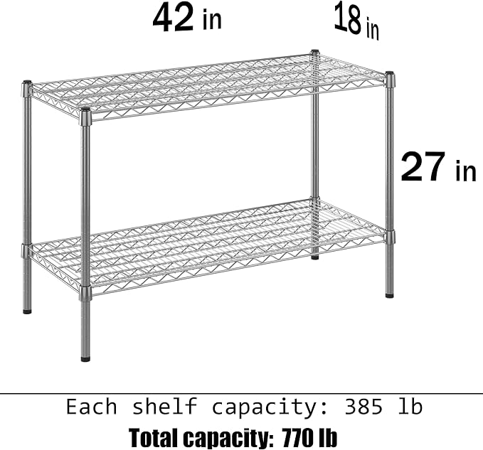 18" Deep x 42" Wide x 27" Height Wire Shelving Kit | 2-Tier | NSF Commercial - Image 3