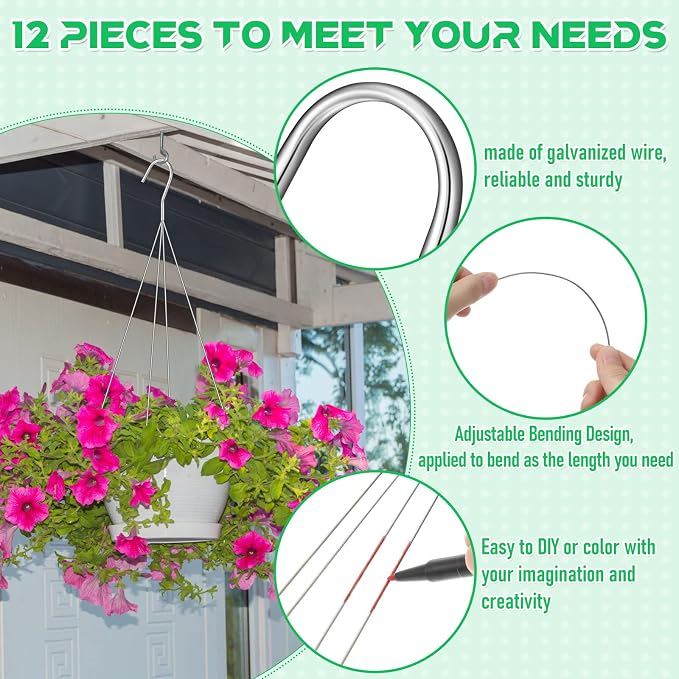 Mixweer 12 Pcs 24 Inch Wire Plant Hangers - Image 3