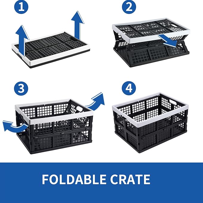 3-Pack Plastic Collapsible Storage Crates-30L, Foldable Plastic Crates - Image 4