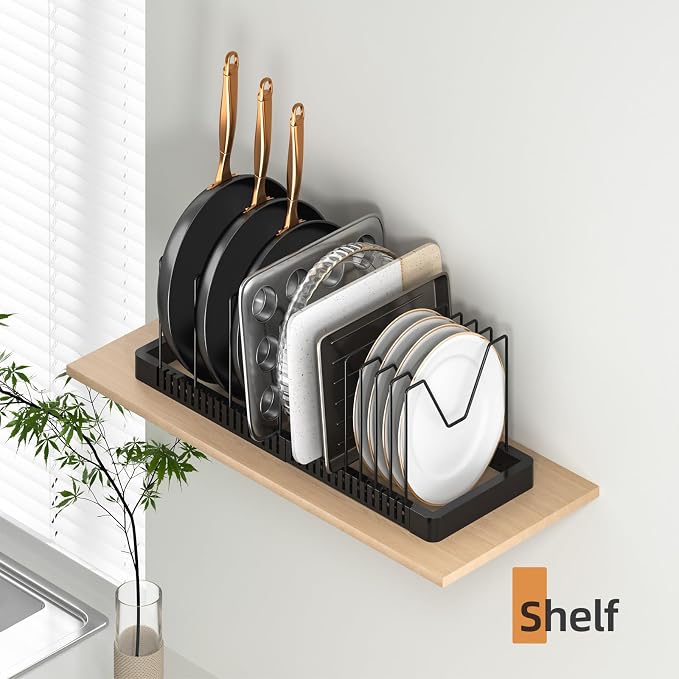 Pots and Pans Organizer under Cabinet, Expandable Pot Lid Organizer Holder - Image 7