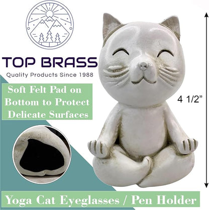 Top Brass Yoga Cat Eyeglasses & Pen Holder – Whimsical Reading Glasses - Image 2