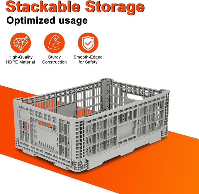 Collapsible Milk Crates for Storage, 52L Storage Crates, Heavy Duty Milk Crate - Image 4