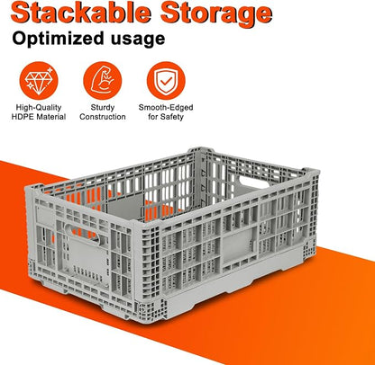 Collapsible Milk Crates for Storage, 52L Storage Crates, Heavy Duty Milk Crate - Image 4